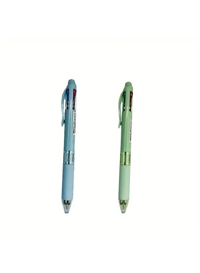 2pcs 4 In 1 Retractable Ballpoint Pens Purple Green Soft Pastel Colors - Image 5